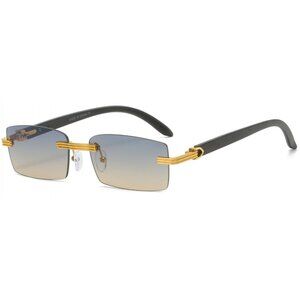 Men Women Sunglasses Square Green Lens Fashion Gold Frame Rapper Icedout Classic